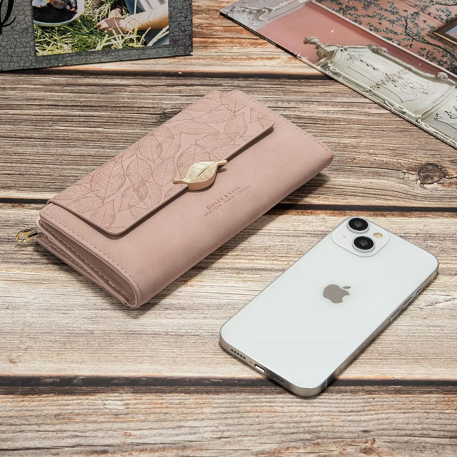 Wallets For Women Large Clutch Wristlet Phone Ladies Girls Cute Long Bifold Purse Unique Original Gift (Pink)