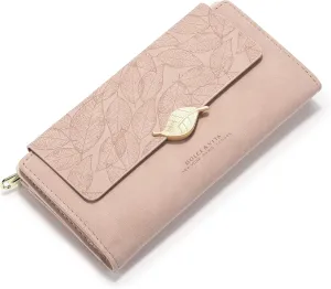 Wallets For Women Large Clutch Wristlet Phone Ladies Girls Cute Long Bifold Purse Unique Original Gift (Pink)