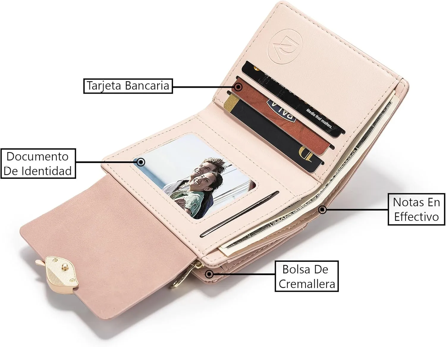 Wallets For Women Large Clutch Wristlet Phone Ladies Girls Cute Long Bifold Purse Unique Original Gift (Pink/Small)