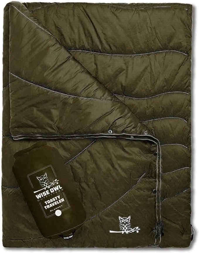 Wise Owl Outfitters Nylon Camping Blanket - Packable & Waterproof Camping Quilt - Stadium Blanket, Backpacking, Camping, Travel, and Hiking