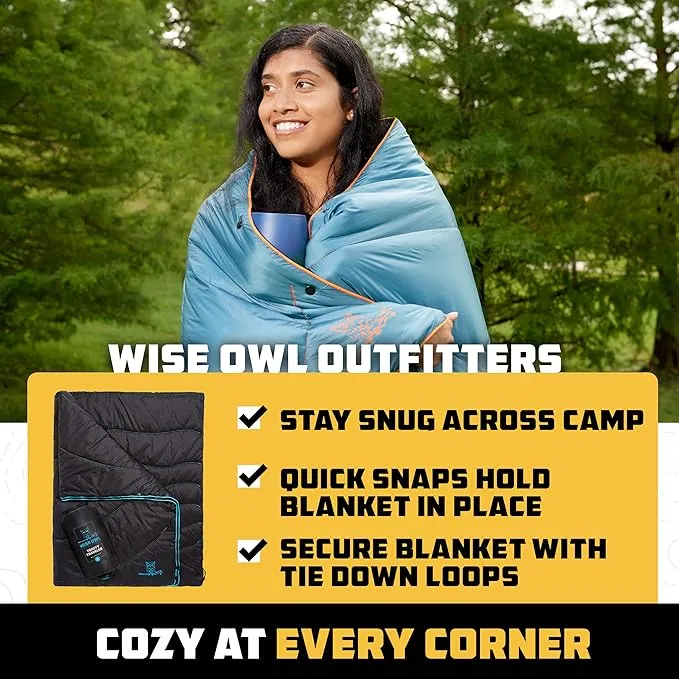 Wise Owl Outfitters Nylon Camping Blanket - Packable & Waterproof Camping Quilt - Stadium Blanket, Backpacking, Camping, Travel, and Hiking