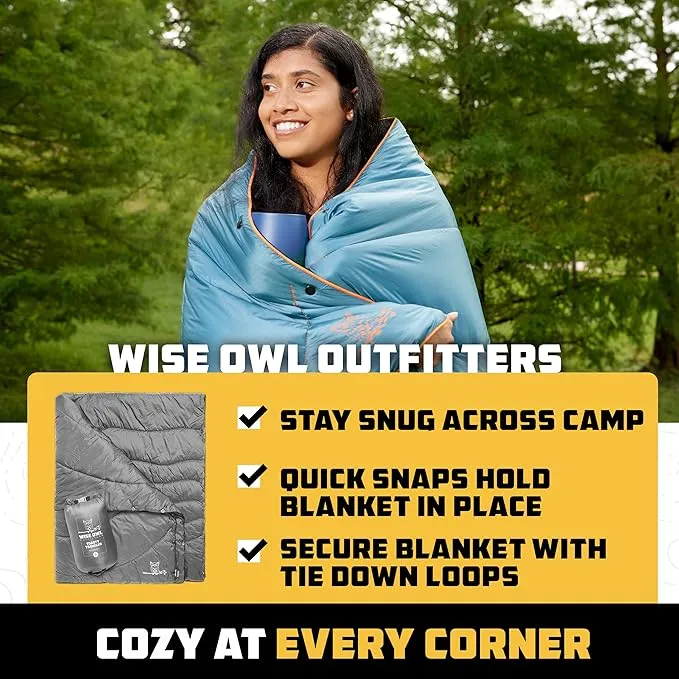 Wise Owl Outfitters Nylon Camping Blanket - Packable & Waterproof Camping Quilt - Stadium Blanket, Backpacking, Camping, Travel, and Hiking