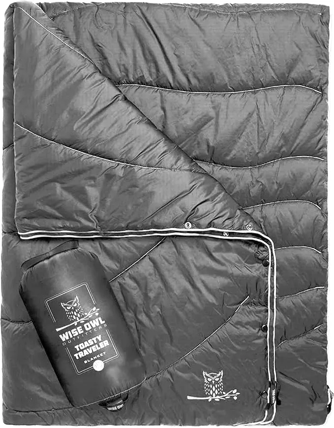 Wise Owl Outfitters Nylon Camping Blanket - Packable & Waterproof Camping Quilt - Stadium Blanket, Backpacking, Camping, Travel, and Hiking