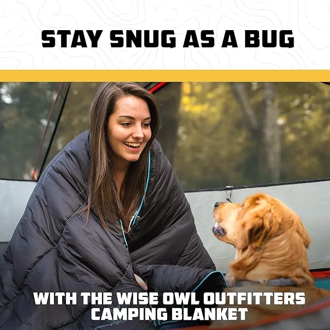 Wise Owl Outfitters Nylon Camping Blanket - Packable & Waterproof Camping Quilt - Stadium Blanket, Backpacking, Camping, Travel, and Hiking