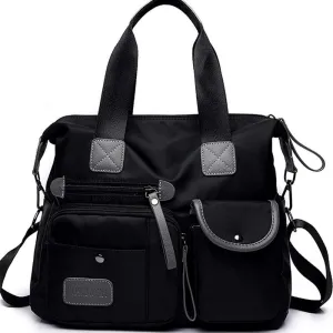 Women Casual Totes Handbags Shoulder Bags Purses Soft Nylon Bag (black)