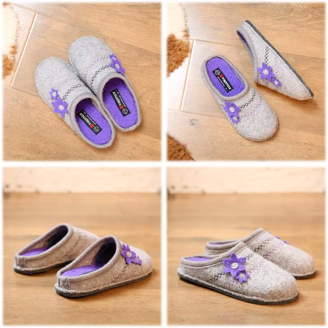 Women's Boiled Wool House Slippers Breathable Sweat Free Clog Slip on Mule Indoor/Outdoor Slipper