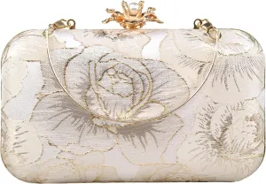 Women's Floral Evening Clutch Bags Small Vintage Clutch Purses for Women Wedding Party Prom with Chain