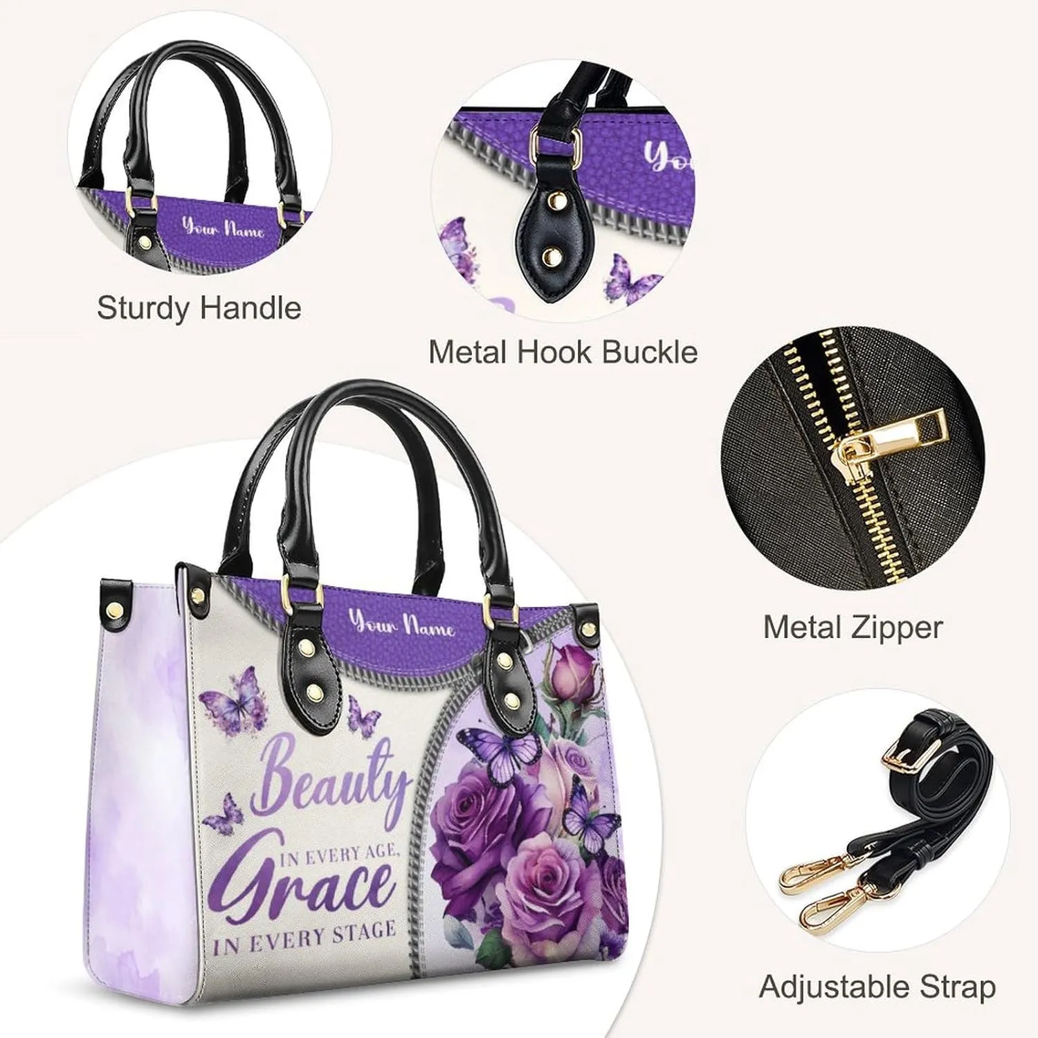 Womens Handbag - Flowers Tote Bags for Women gifts - Shoulder Purses for Shopping Daily Use - PU Leather Bag