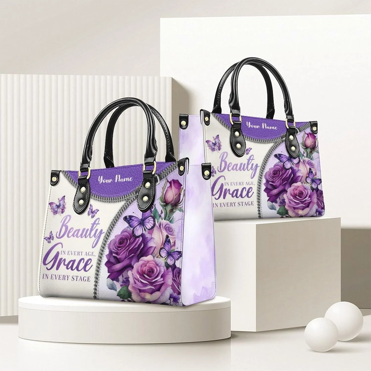 Womens Handbag - Flowers Tote Bags for Women gifts - Shoulder Purses for Shopping Daily Use - PU Leather Bag