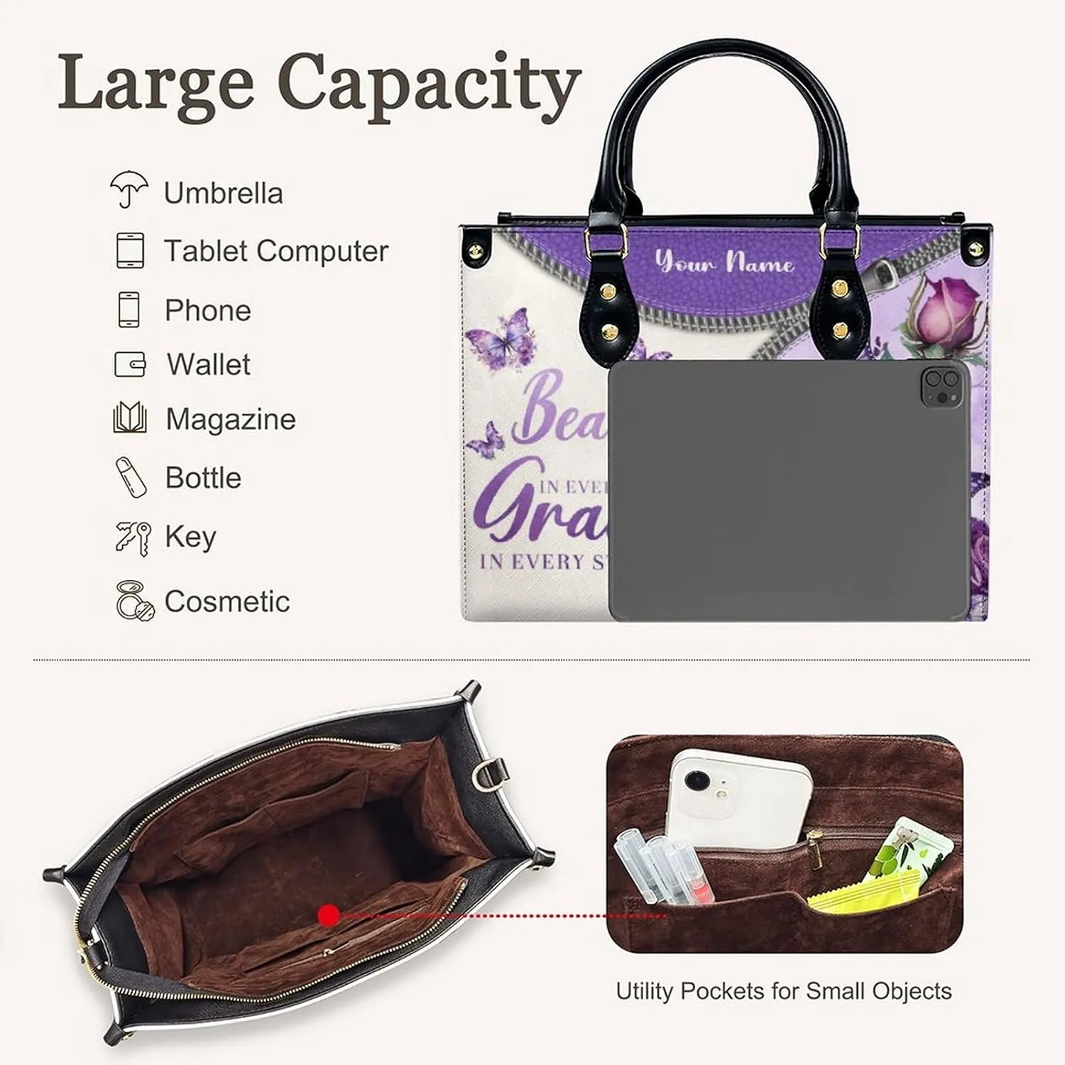Womens Handbag - Flowers Tote Bags for Women gifts - Shoulder Purses for Shopping Daily Use - PU Leather Bag