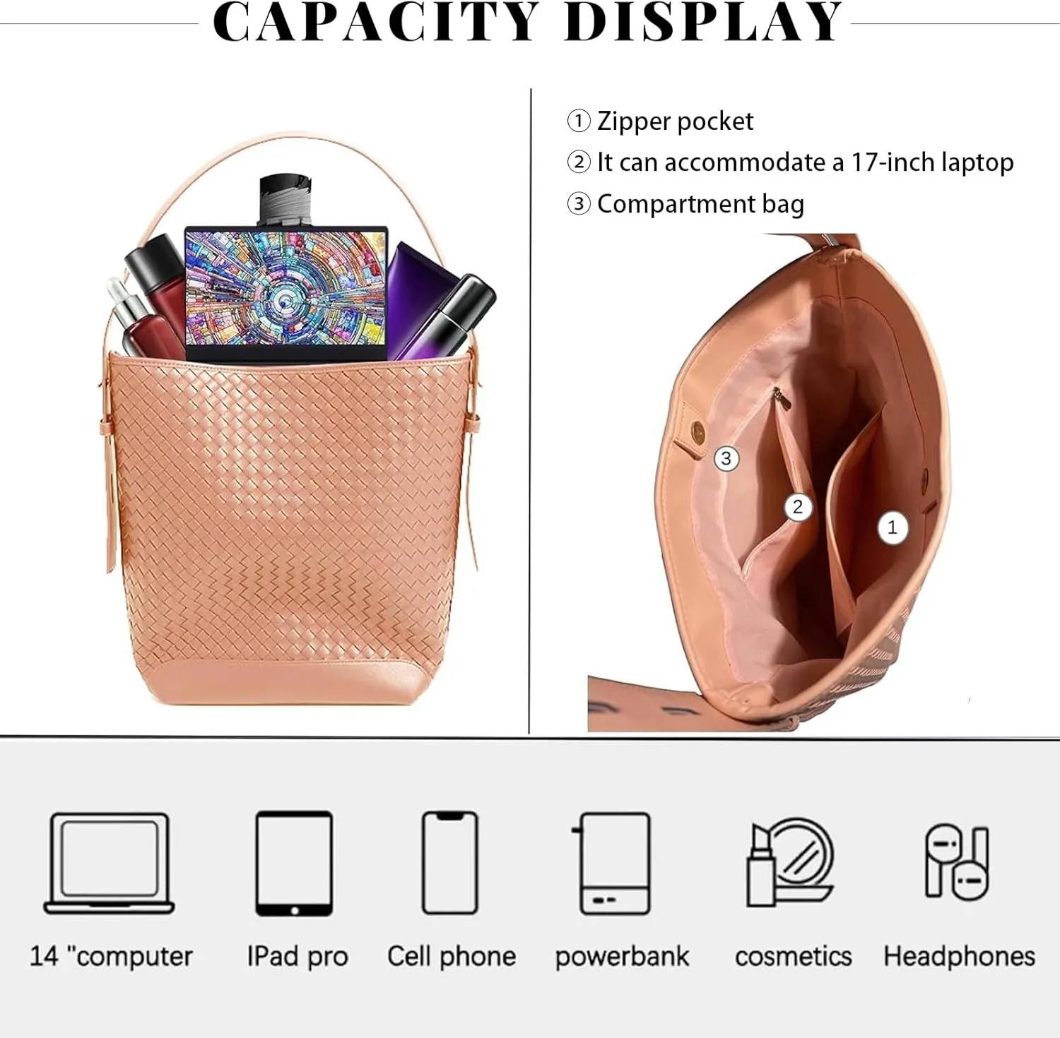 Woven Tote Bag For Women, Fashion Crossbody Shoulder Bag, Casual Top-handle Handbags, and Travel Purses Phone Bag