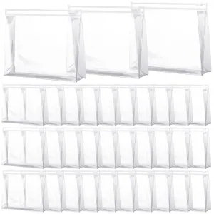 Xuniea 50 Pieces Mini Clear Makeup Bag Small Clear Zipper Pouch Travel Bag for Toiletries Plastic Cosmetic Organizer Waterproof for Women Men Vacation(8.66 x 6.88 x 2.16 In,Transparent)