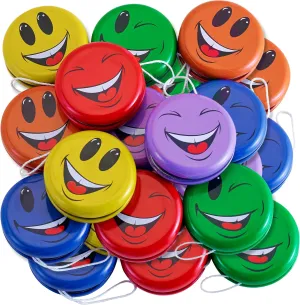 Yoyo Bulk Party Favors for Kids 5-6, Mini Yoyo Party Favors 8-12, Yo Yo for Kids Bulk 24 Pack, Metal Smiley Face Yoyo in Assorted Colors for Birthdays, Classroom Prizes